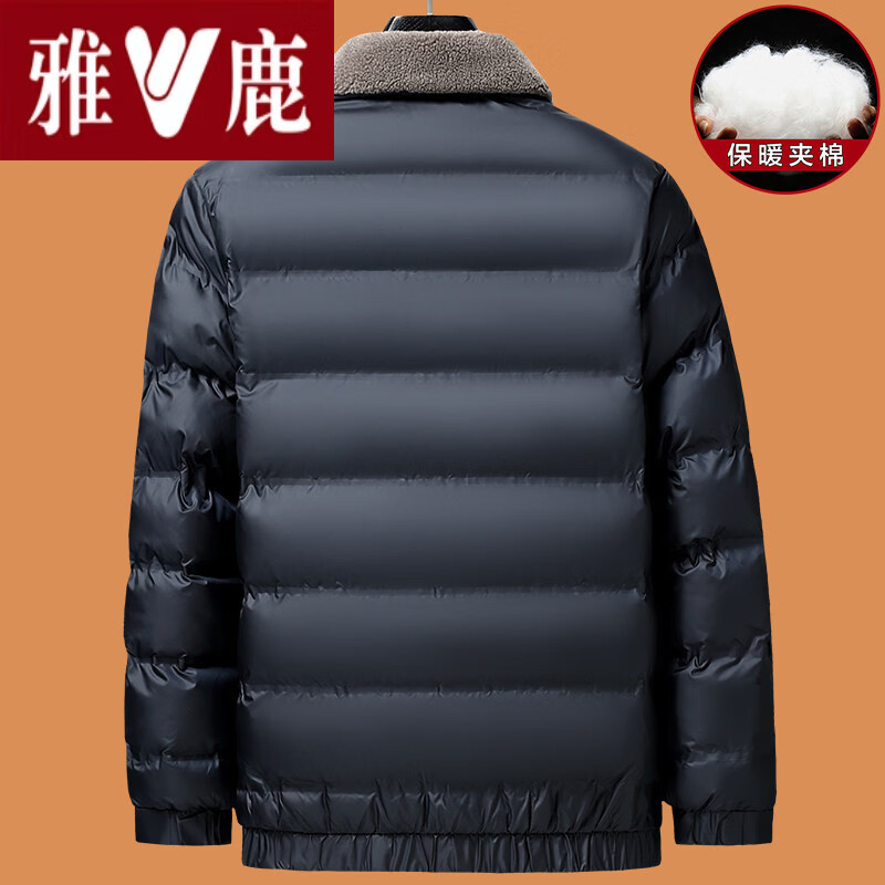 雅鹿新款爸爸冬季外套中年加厚款40棉衣服50岁60中老年棉袄羽 绒 十大奢侈品男装国际大品牌高端高档黑色 M 170__适合80-100斤