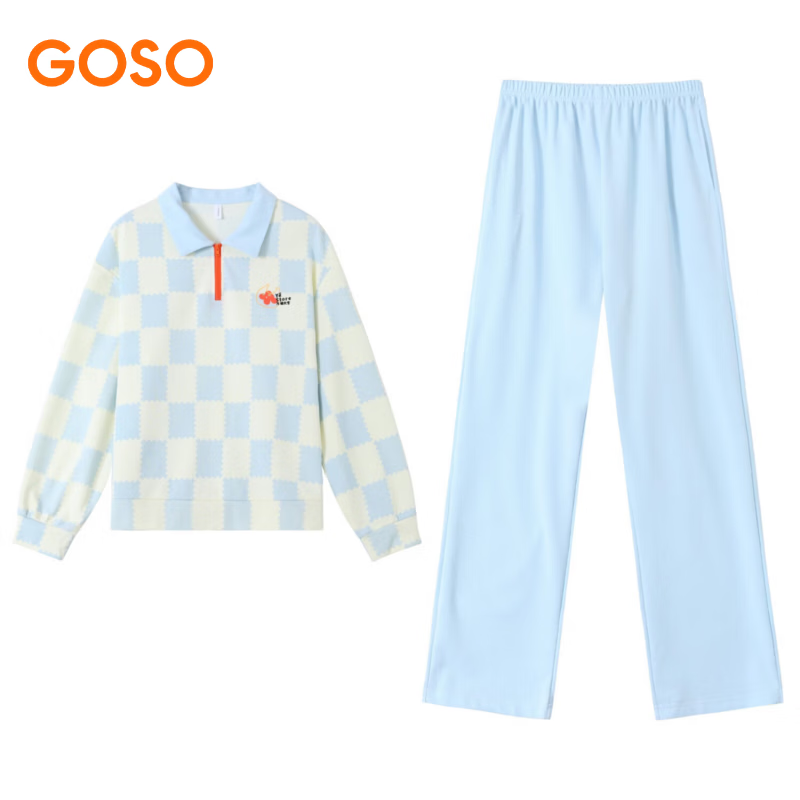 香蜜闺秀（GOSO）女士家居服居家26年保暖和秋冬加厚款长袖套装(线下门店同款) 浅蓝 L