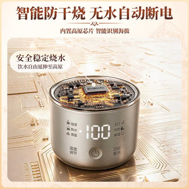 宝威玛(BVGMAV)纯钛车载烧水杯便携式旅行电热烧水壶12v24v220v通用货车专用2026最新款恒温壶保温一体电热水瓶 0.58L 【车载/插电真100℃烧开】纯钛烧水杯
