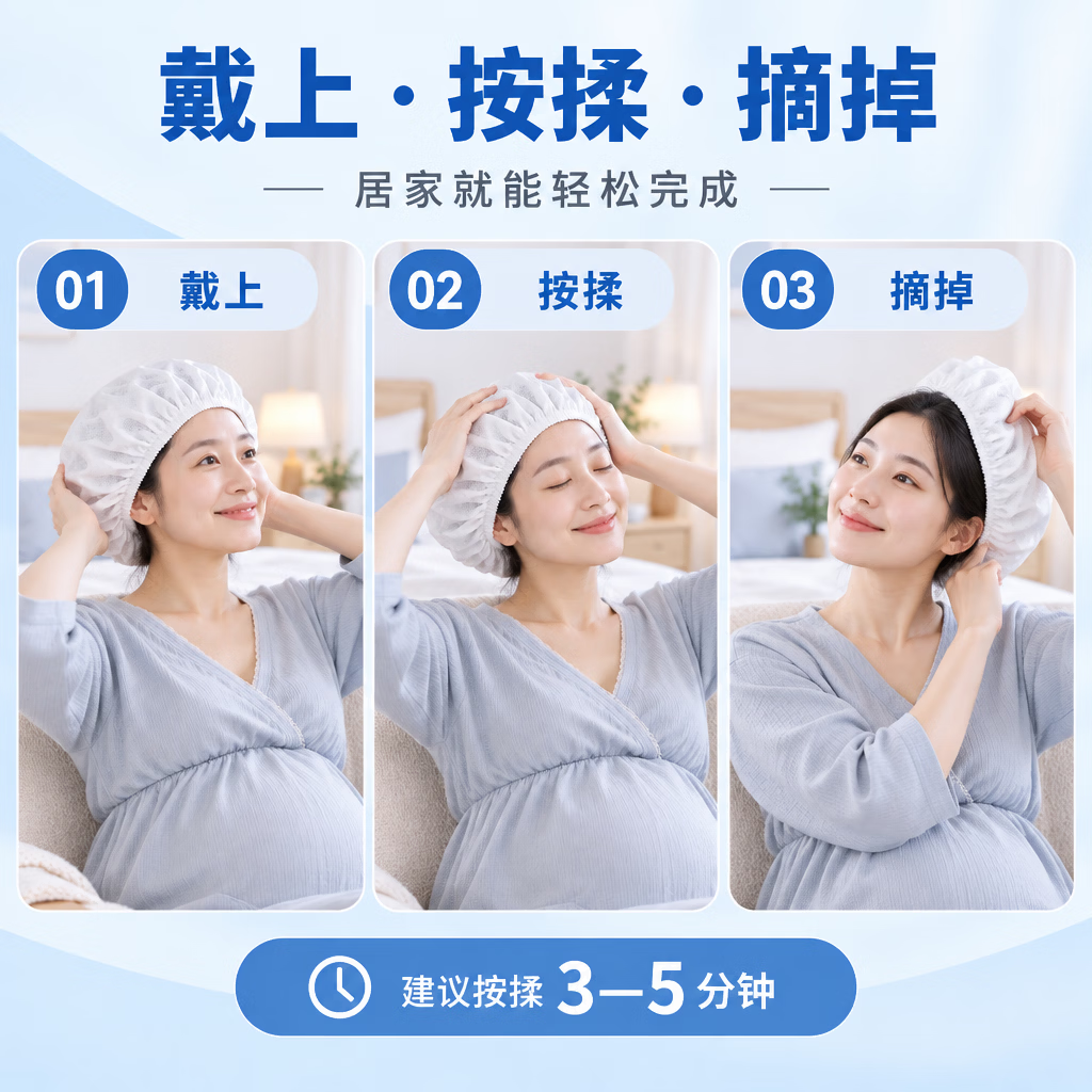 美迪迦湿巾孕妇月子免冲洗头神器卧床产妇懒人干洗头发清洁帽免水洗发帽 囤货装(12盒/包)