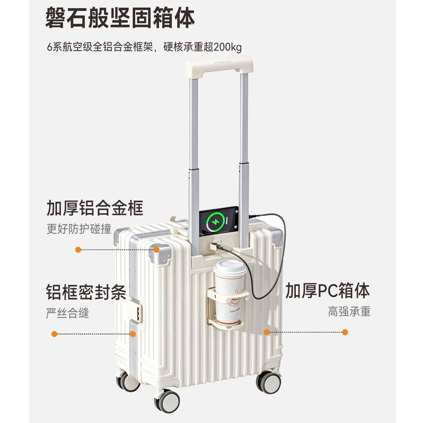 ETO行李箱男20寸登机箱可登机2026新款大容量旅行箱静音拉杆箱密码箱 奶霜白【京东快递/次日达】 18英寸