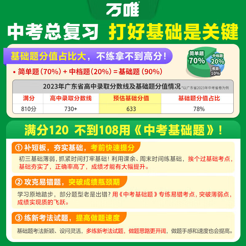 万唯中考复习基础题初中基础知识手册2025万维七八九年级初中专项训练练习册初二会考初三总复习资料万唯中考官方旗舰店自营 【数学物理化学 】3本2025版