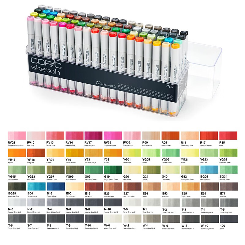 copic马克笔二代动漫服装设计风景室内建筑酒精油性马克笔套装 72色