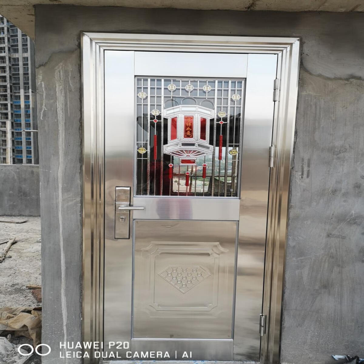 不锈钢门双开门不锈钢农村双开四开进户门自建房入户门大门 可发图片