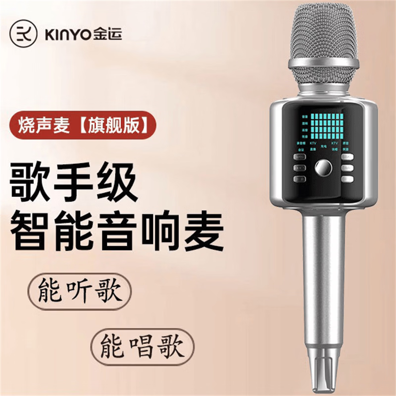 金运(KINYO)H9话筒音响一体麦克风户外家用K歌音箱卡拉ok声卡唱歌家庭ktv神器 【H9 K歌直播麦】声卡音响一体麦克风