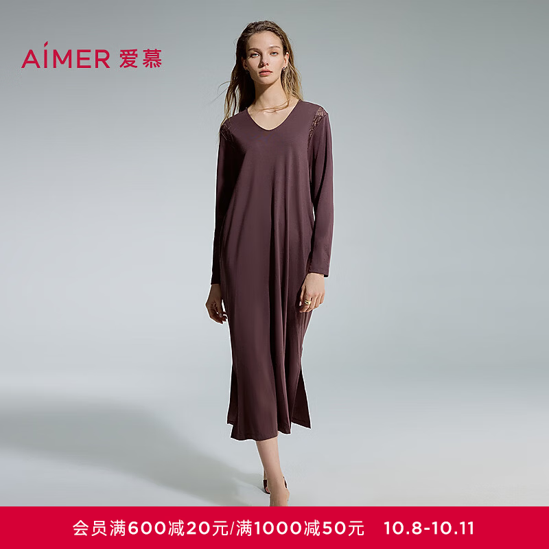爱慕（Aimer）26新品星际中长睡裙AM44D501 火山褐T60 L 170