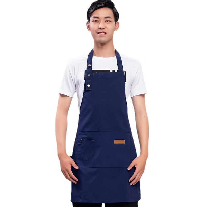 欧格达围裙家用厨房服务员罩衣工作服女时尚男防水防油围腰围兜LOGO印字 三扣挂脖橙色 均码