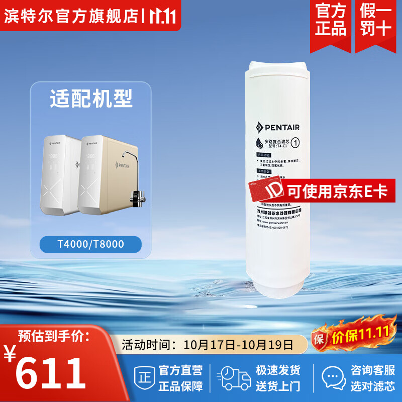 滨特尔（pentair）净水器V3000/S2000/T4000/V7000/V4000/S10/V40/T8000通用替换滤芯 T4000 第一级滤芯T4-C1