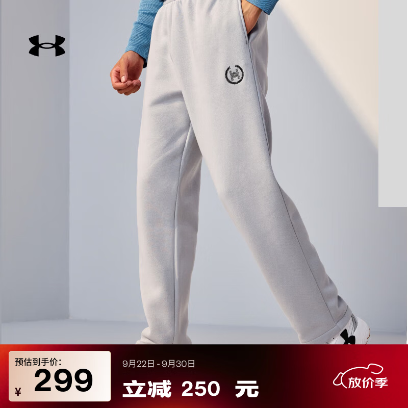 安德玛（Under Armour）UA秋冬Fleece Graphic男子运动休闲抓绒保暖长裤6018636 摩登灰011 XL
