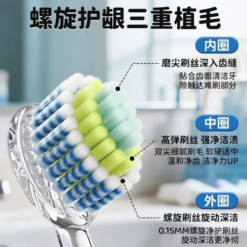 KASHI【沃尔玛同款高品质爆款】儿童软毛刷三重植毛凸面拉丝护龈家庭装 【沃尔玛同款高品质爆款牙刷】 6支
