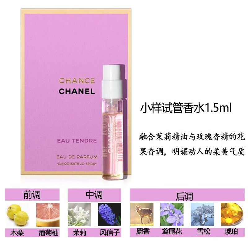 Chanel香奈儿女士香水小样试管体验装 粉邂逅柔情香水1.5ml