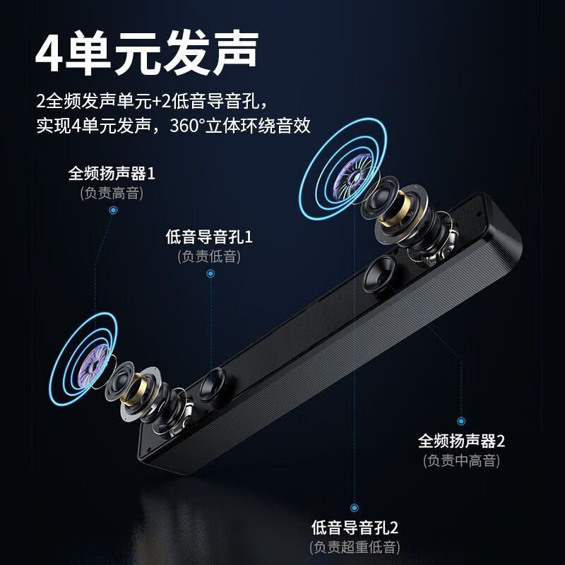 【厂家直发】笔记本蓝牙USB有线连接重低音炮有线音响高品质桌面音箱台式电脑音响有线连接立体声 K2065【插线+灯光款】