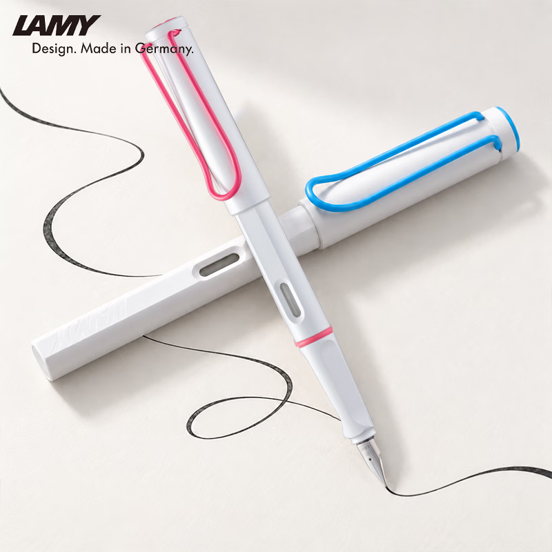 LAMY凌美【新品福利】狩猎系列白色亮杆粉夹蓝夹墨水笔 教师节送礼双十一好物 大学生文具企业团购定制 白色亮杆粉夹墨水笔 EF