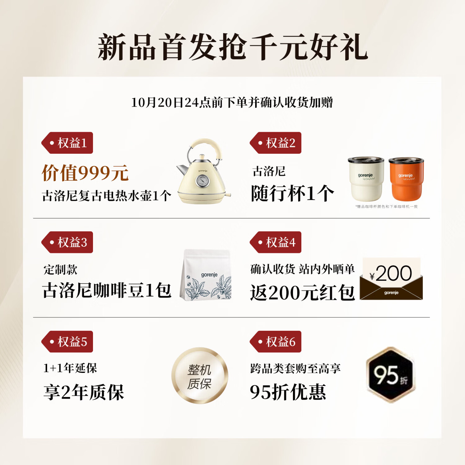 gorenje古洛尼咖乐全自动咖啡机复古家用意式冷萃一键奶泡可拉花研磨一体智能自清洗礼物办公室 西西里橙
