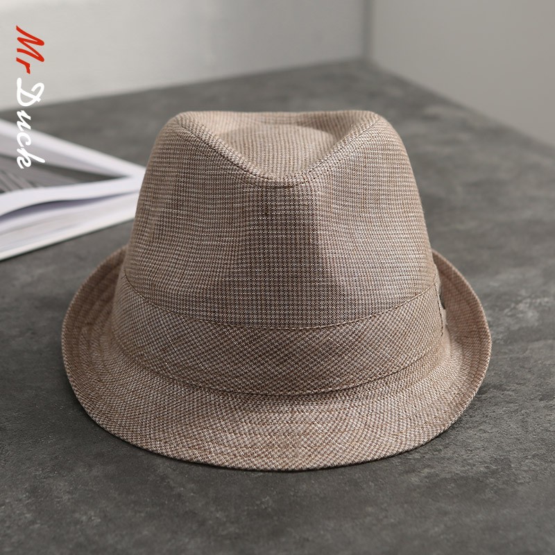 Mr DUCK透气亚麻帽子男春夏天英伦礼帽男女卷边绅士帽爵士帽大头围绅士帽 MS226269-千鸟米其（礼帽） 常规码（56-58cm）高性价比高么？