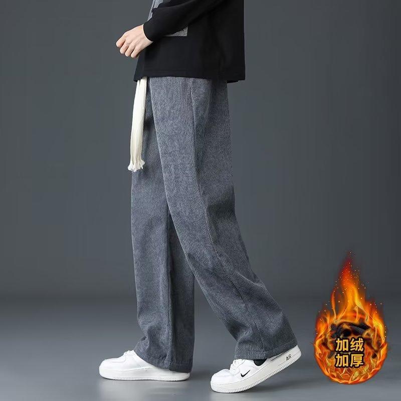 喜维顿男士秋冬季直筒灯芯绒长裤加绒保暖休闲裤中青年时尚百搭直筒长裤 K001米色【加绒】灯芯绒 4XL (建议155-170斤)