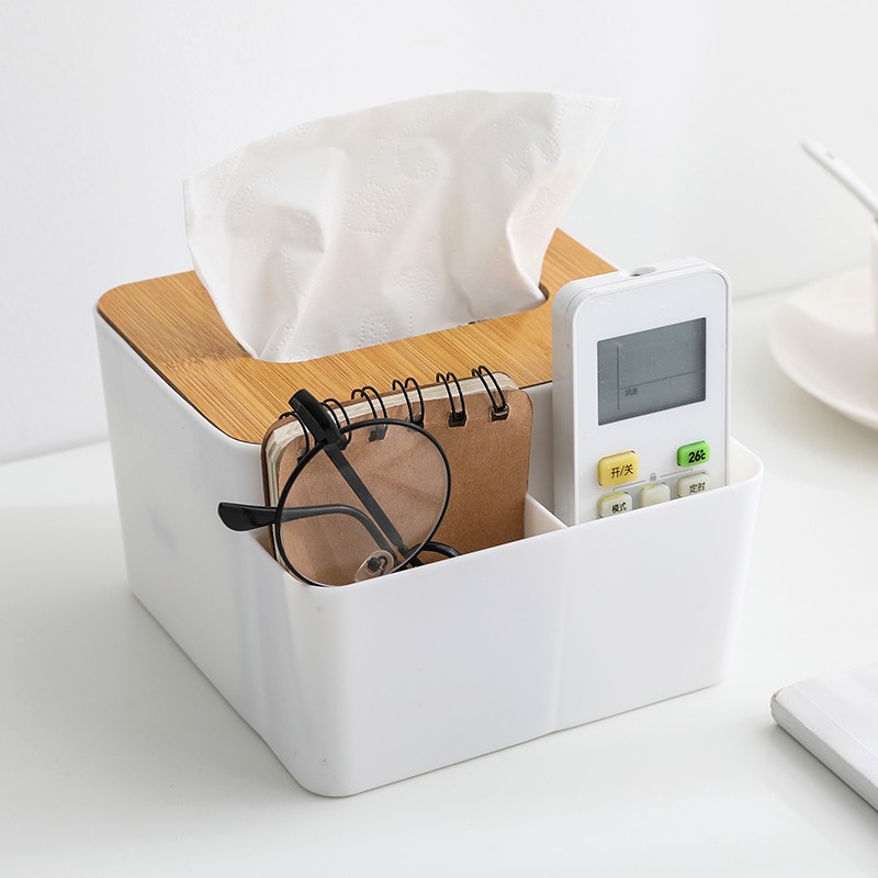 泰蜜熊纸巾盒抽纸盒家用客厅餐厅茶几简约可爱遥控器收纳多功能创意家居 白色