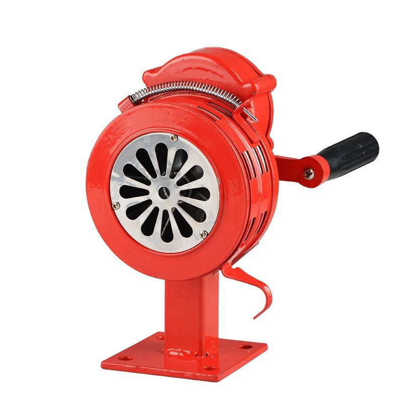 100手摇式消防报警器无需电源声音大防汛防空便携式手摇报警器 红色
