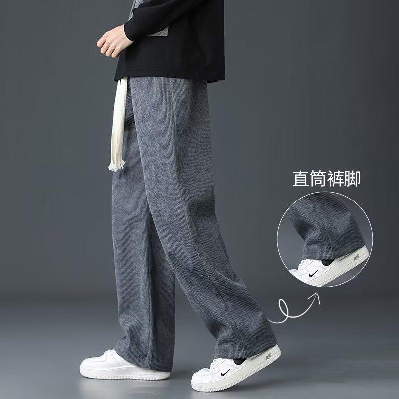 喜维顿男士秋冬季直筒灯芯绒长裤加绒保暖休闲裤中青年时尚百搭直筒长裤 K001黑色(常规)灯芯绒 XL (建议110-125斤)