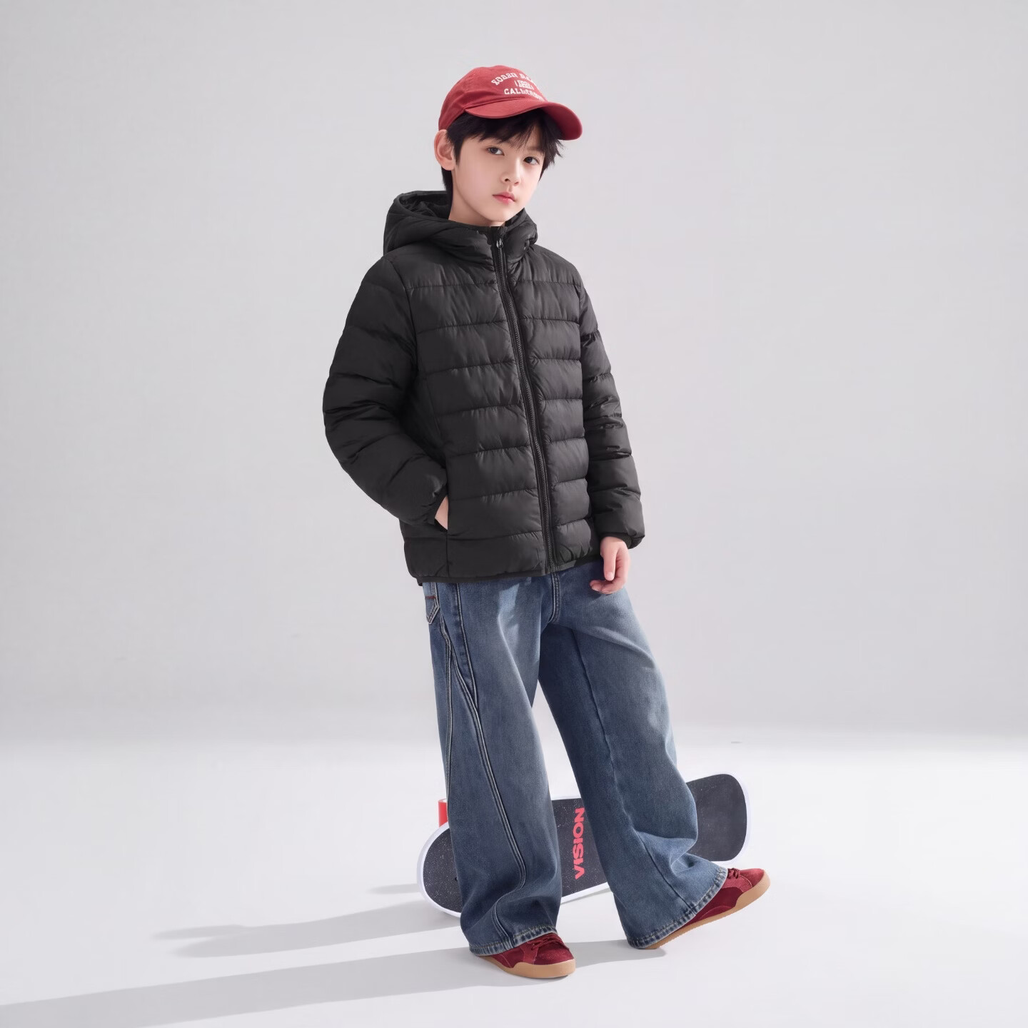 轻薄排骨90羽绒服女童2026冬季外套 黑色 170