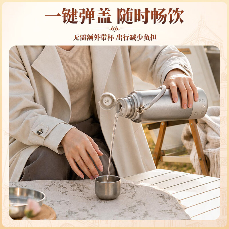 宝威玛(BVGMAV)纯钛车载烧水杯便携式旅行电热烧水壶12v24v220v通用货车专用2026最新款恒温壶保温一体电热水瓶 0.58L 【车载/插电真100℃烧开】纯钛烧水杯