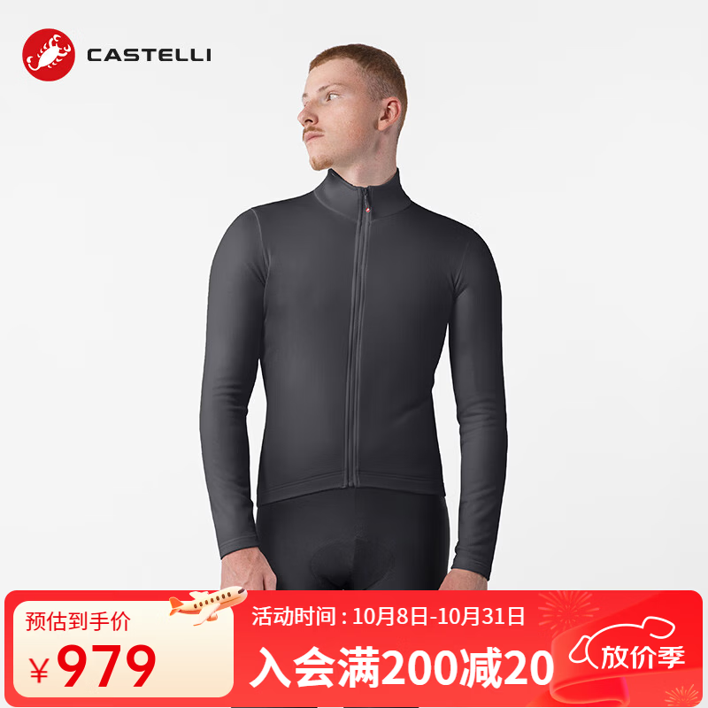 CASTELLI蝎子骑行服男款秋冬季竞赛级保暖长袖立领防风运动上衣4526512 010黑色 2XL