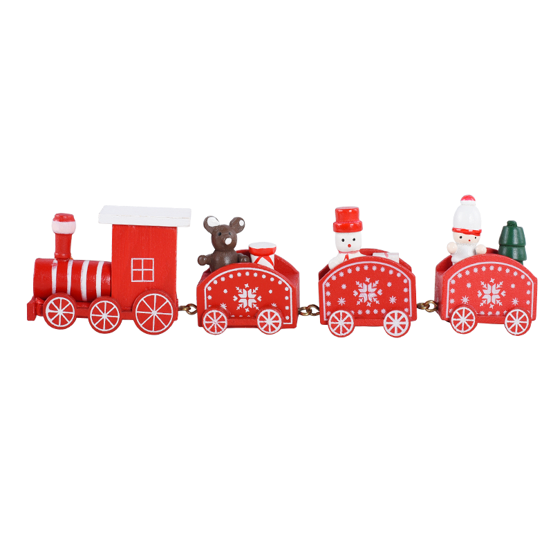 新新精艺 圣诞节木质小火车摆件 儿童创意小礼品商场橱窗场景布置装饰品摆饰 红色100005393891