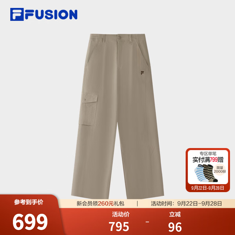 FILA FUSION潮牌长裤26冬新款女士梭织休闲裤工装裤宽松裤子 中性灰-DY S 160/62A/S