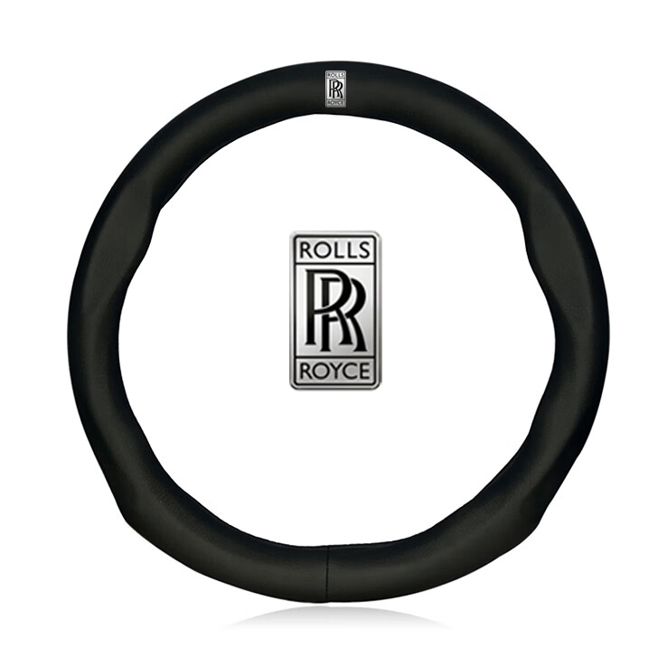 适用于劳斯莱斯车用方向盘套皮革魅影/幻影/曜影/古斯特/库里南专用高档汽车真皮把套改装男女士四季通用 方向盘套-棕色 劳斯莱斯