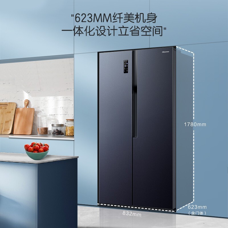 海信(Hisense)超薄冰箱嵌入式 451升对开门双开门家用双变频风冷无霜BCD-451WFK1DPQ鲜域直角开门