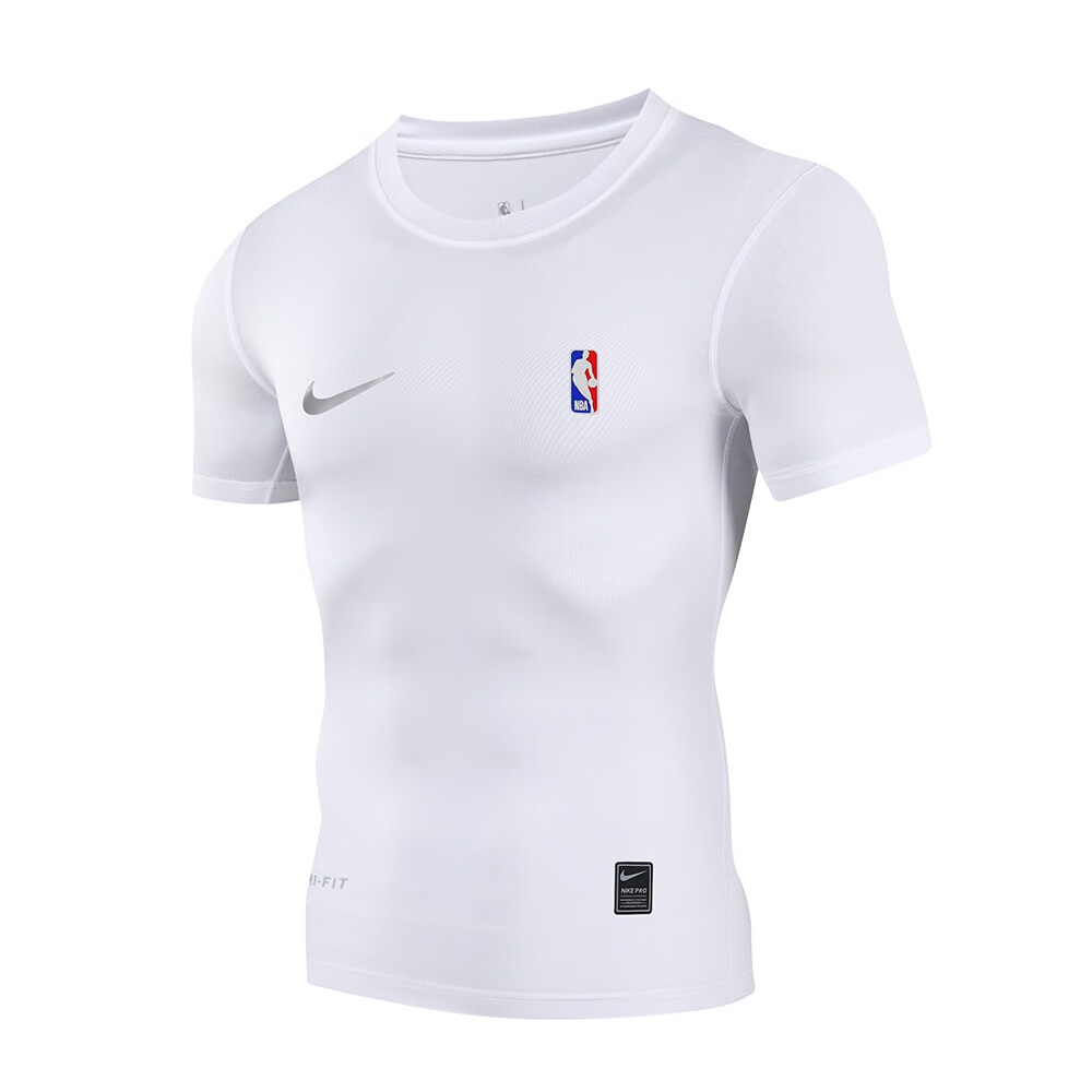 NK NASA美式紧身衣短袖足球篮球训练服跑步修身打底健身运动背心透气速干 NK紧身衣-白色背心 3XL 身高180-190体重170-190斤