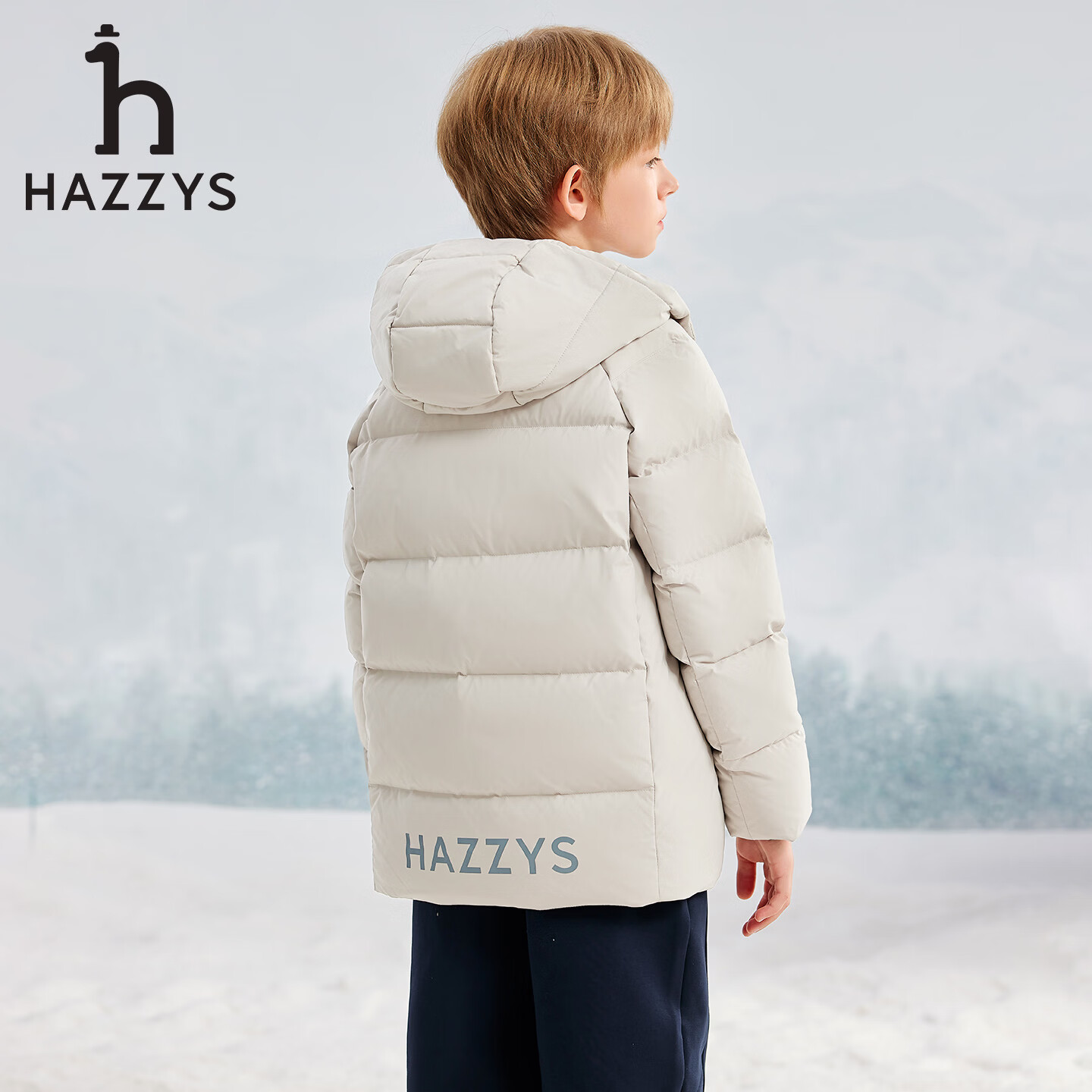 哈吉斯(HAZZYS)品牌童装男女童羽绒服冬新品抑菌弹力防风休闲羽绒服 极地灰 155