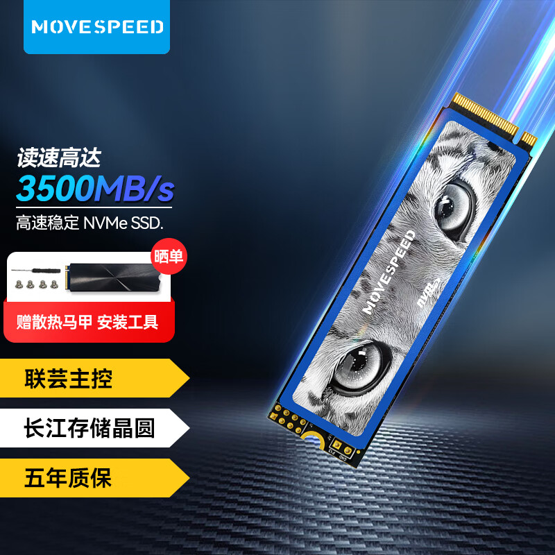 移速（MOVE SPEED) 2TB SSD固态硬盘 M.2接口(NVMe协议) 美洲豹系列 -长江存储晶圆  国产TLC颗粒高性价比高么？