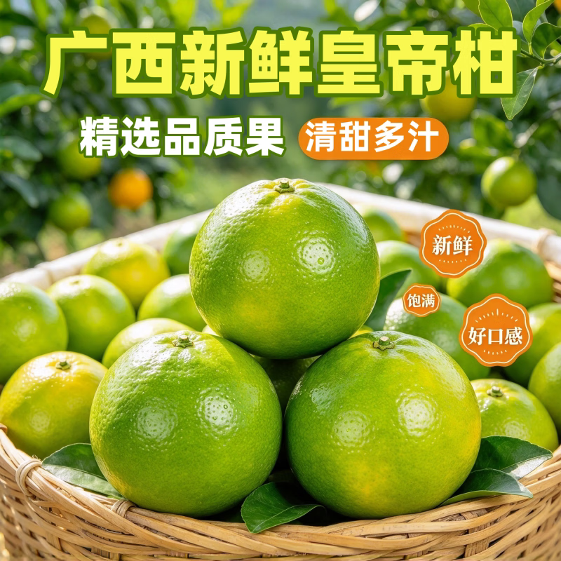 小博农场广西皇帝柑新鲜水果柑橘皮薄橘子桔子新鲜应季水果 中果带箱5斤：单果60-80mm 京东折扣/优惠券