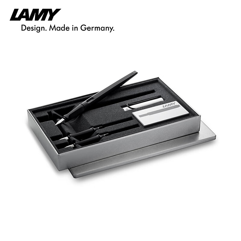 LAMY/凌美钢笔 喜悦系列美工笔德国官方 美术生艺术书写墨水笔绘画涂鸦艺术字体 可替换笔尖 铝帽黑夹套装（含1.1mm、1.5mm、1.9mm 1.1mm、1.5mm、1.9mm