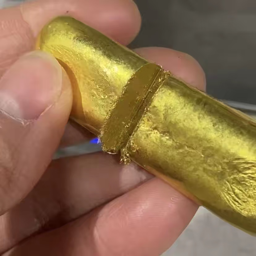 孟加拉赤金仿真实心摆件越南沙金家居装饰摆件里外一色火烧不变色 五根500克左右