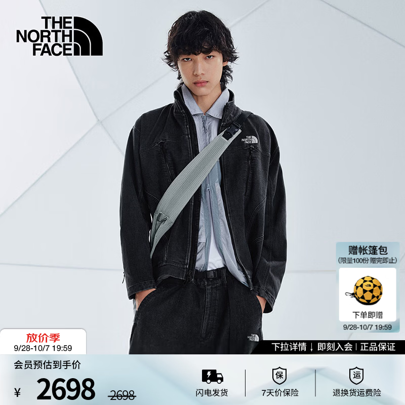 北面（The North Face）UE设计师款男士休闲牛仔夹克酷爽外套户外26秋冬新款|8HWJ T5M/宇宙黑 XL /180/108A