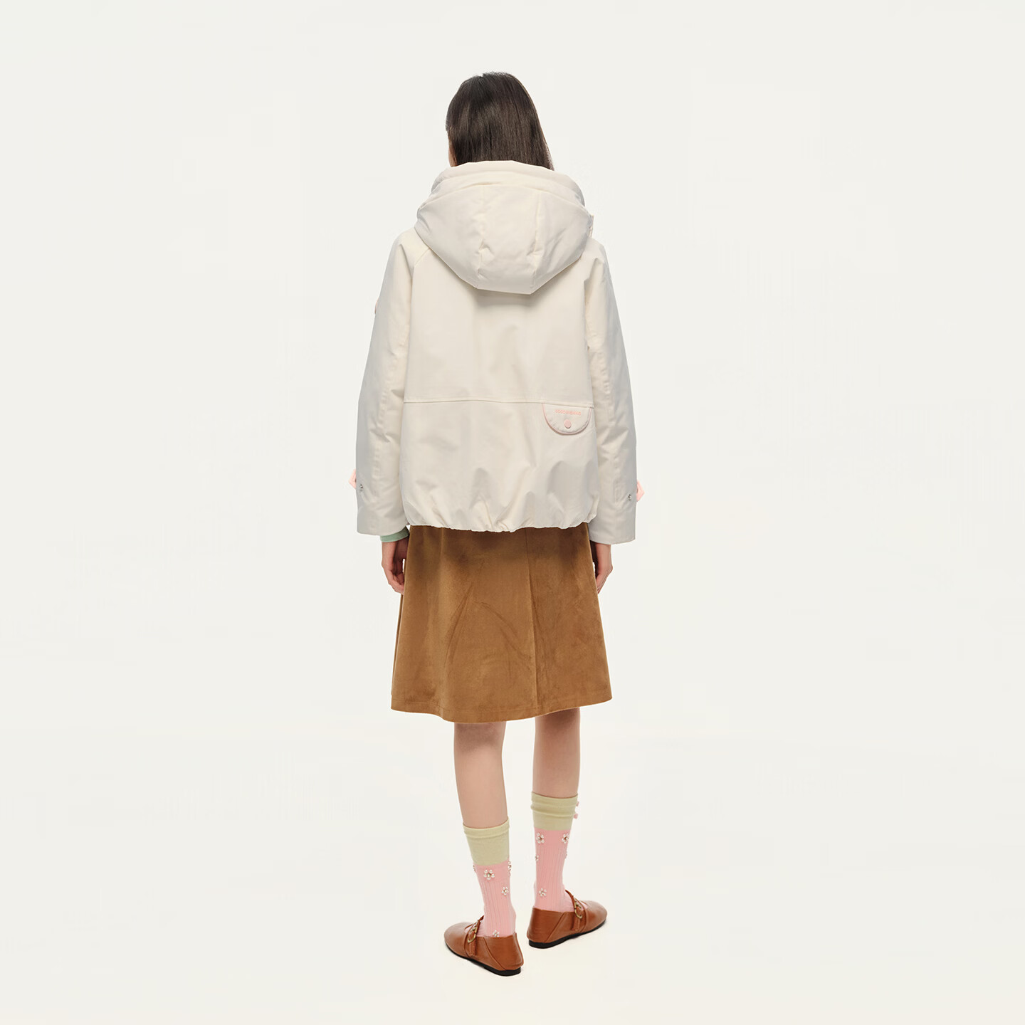 拉夏贝尔【虞书欣同款】短款羽绒服女2026冬时尚连帽宽松百搭休闲防风外套 米粉 S