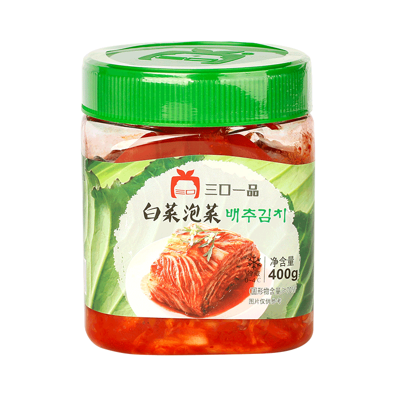 三口一品【平价菜场】三口一品 韩国泡菜  辣白菜泡菜切件泡菜 1.2kg(400g*3)