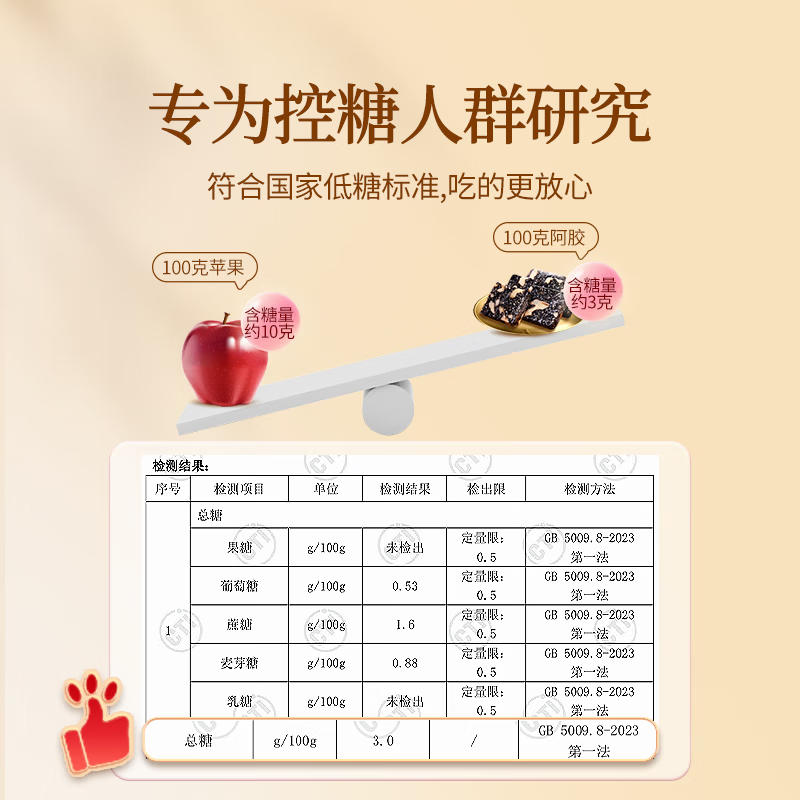 北京同仁堂阿胶糕礼盒滋补气血补品女营养品送长辈妈妈生日春节年货礼盒 低糖款 200g*1盒 (10%阿胶含量)