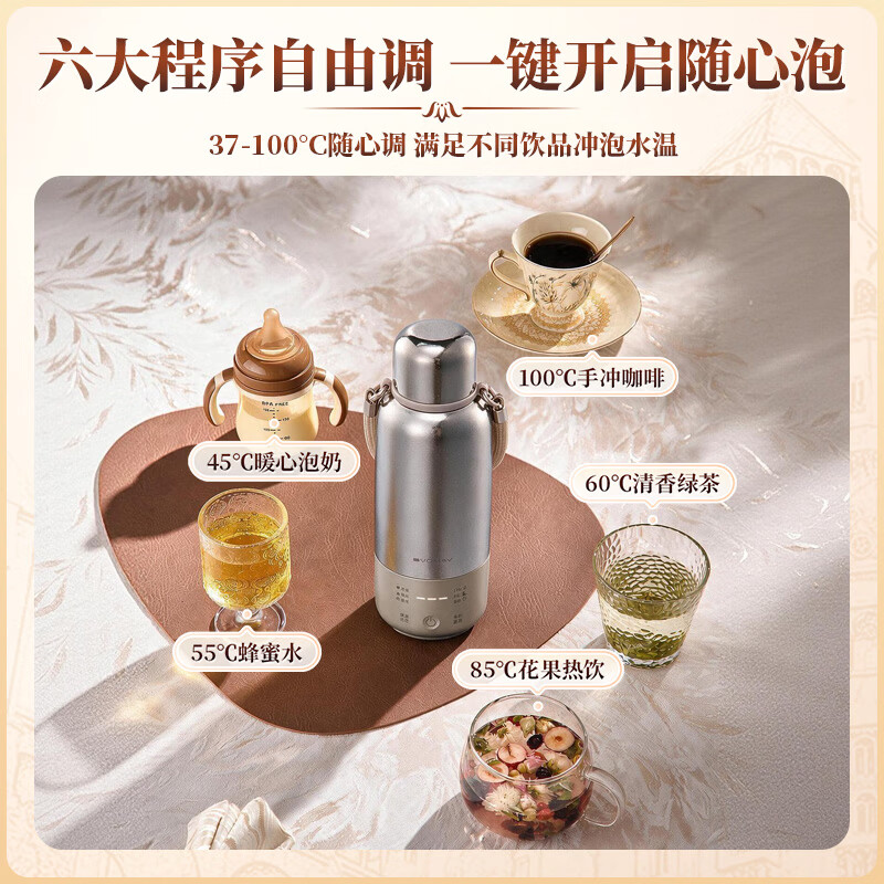 宝威玛(BVGMAV)纯钛车载烧水杯便携式旅行电热烧水壶12v24v220v通用货车专用2026最新款恒温壶保温一体电热水瓶 0.58L 【车载/插电真100℃烧开】纯钛烧水杯