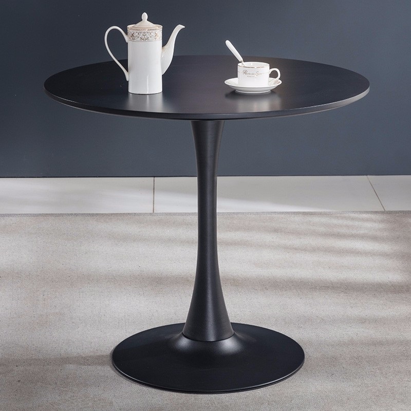 毓哲  接待桌圆桌子休洽谈闲咖啡桌简约会客桌 直径60cm(黑色桌子)