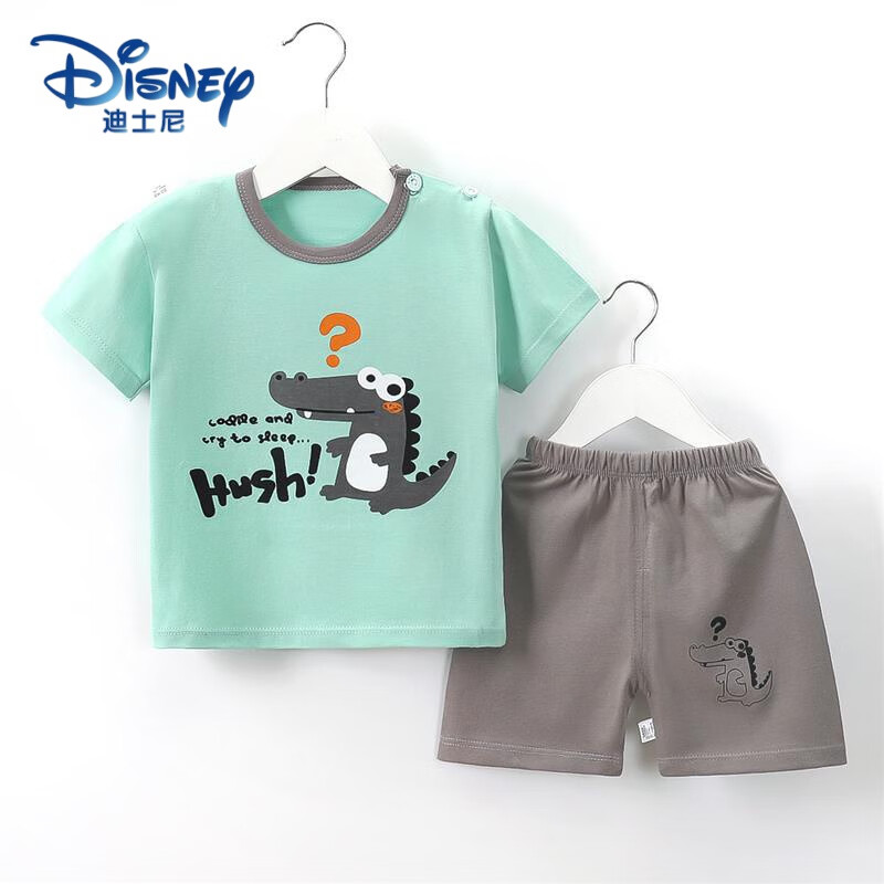 迪士尼(disney)婴儿夏季薄款衣服分体男童套装夏装儿童纯棉短袖t恤0-1