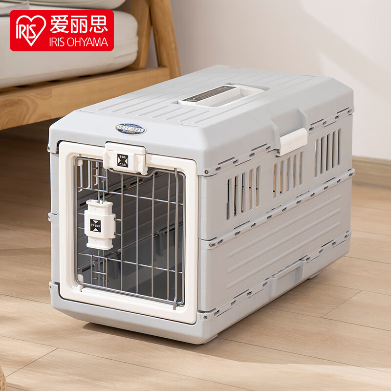 爱丽思（IRIS）宠物航空箱狗狗猫咪外出托运箱猫笼子便携可折叠 FC550 灰色