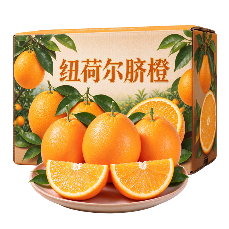 东鲜丰湖北纽荷尔脐橙新鲜脐橙新鲜橙子水果现摘现发 净重8.5斤精品果