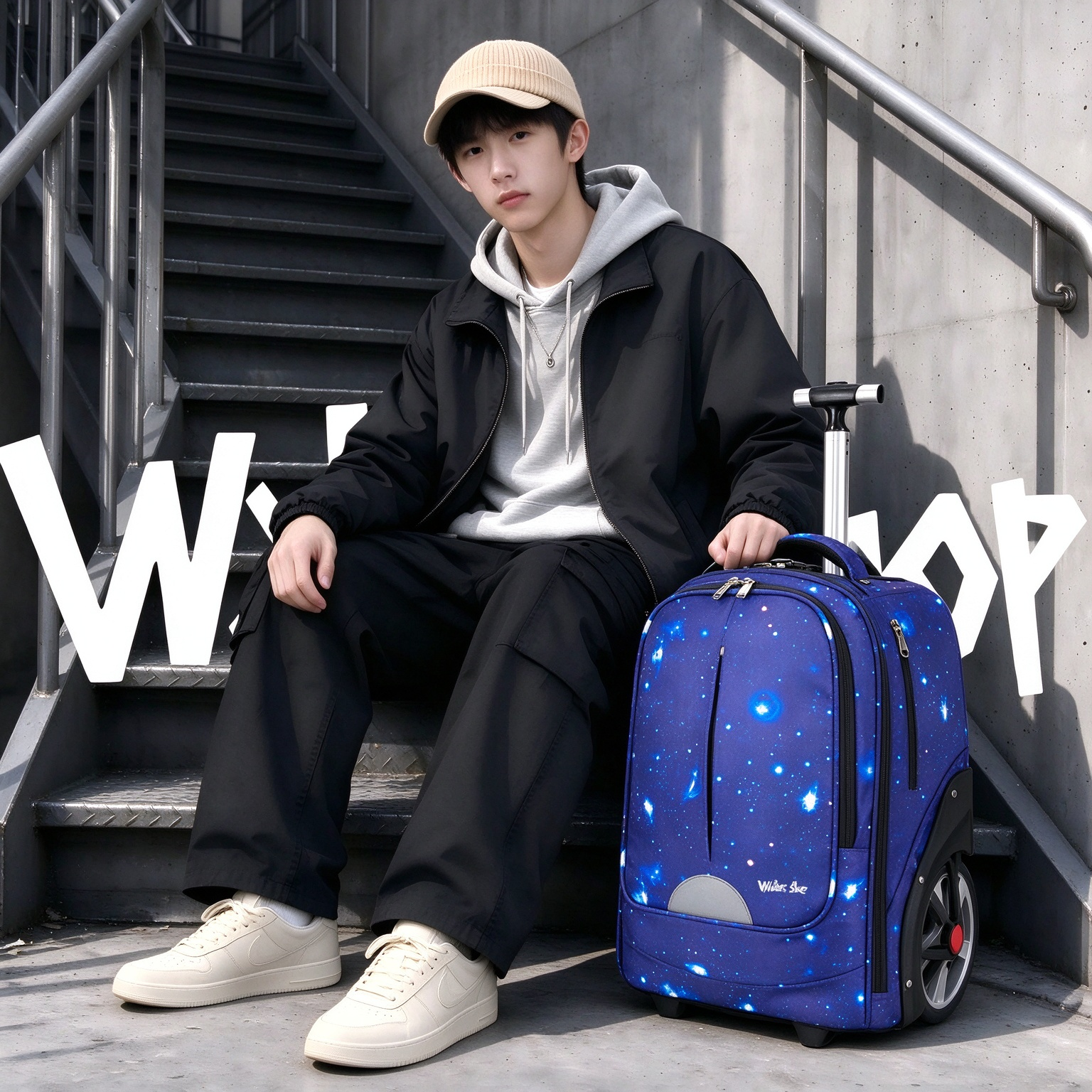 Walker Shop拉杆书包7-9年级拉杆包男超大容量两用可爬楼减负双肩包商务旅行 星空兰 20寸