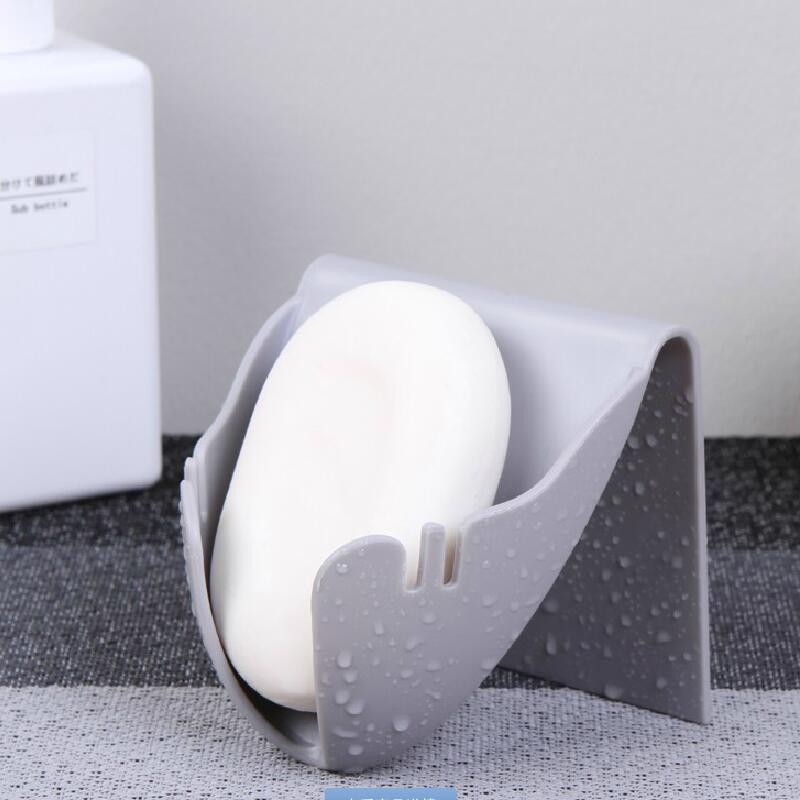 沥水肥皂架卫生间创意免打孔香皂盒浴室香皂托家用壁挂式香皂架子 灰色