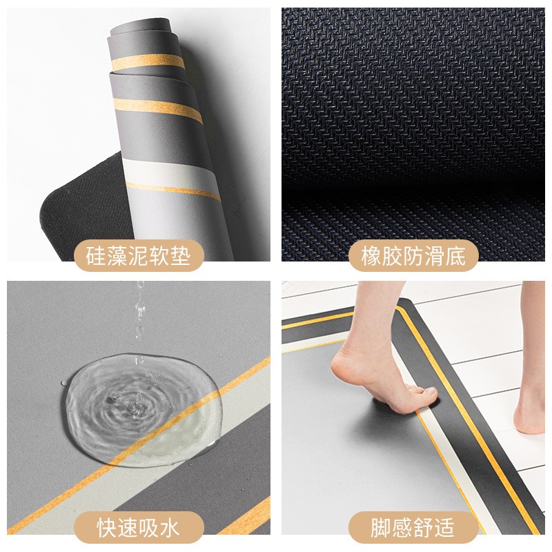 布迪思浴室地垫吸水防滑洗手间卫浴宠物卫生间入户门口脚垫速干垫子 暴力熊 40*60CM（两件换洗装）