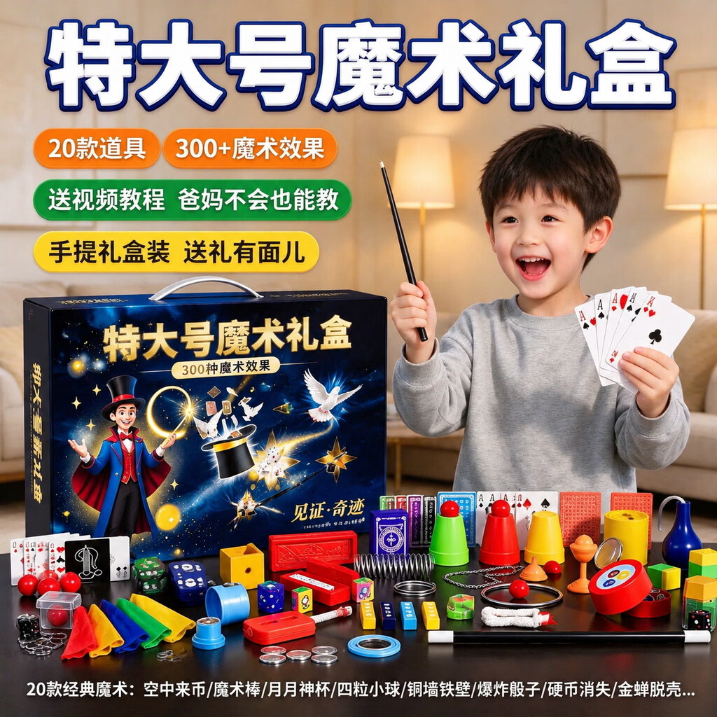 斯纳恩（Snaen）魔术道具儿童套装礼盒6-12岁益智玩具男孩女孩生日礼物20道具