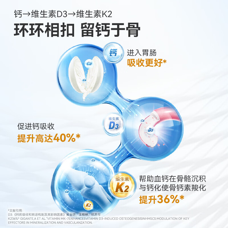 善要素碳酸钙维D3维K2钙片成人中老年孕妇补钙30粒 30粒*3瓶
